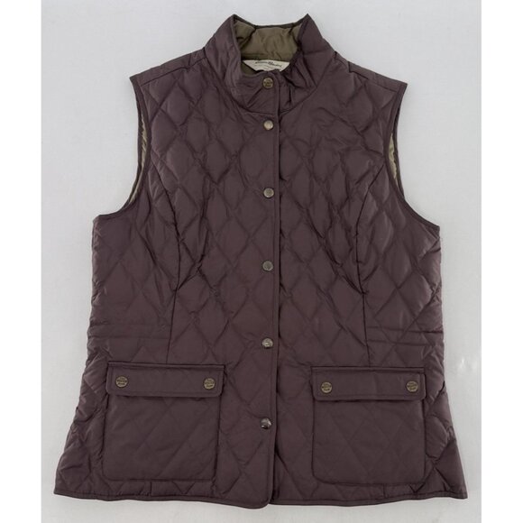 Eddie‎ Bauer Goose Down Quilted Snap Closure Vest Size L Purple Eggplant, Preppy - Picture 1 of 11